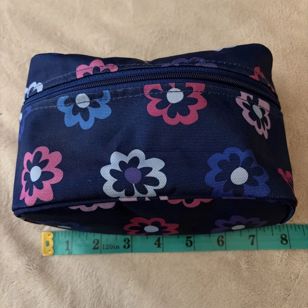 Vera Bradley Lighten Up Floral Makeup Bag Navy Whimsical